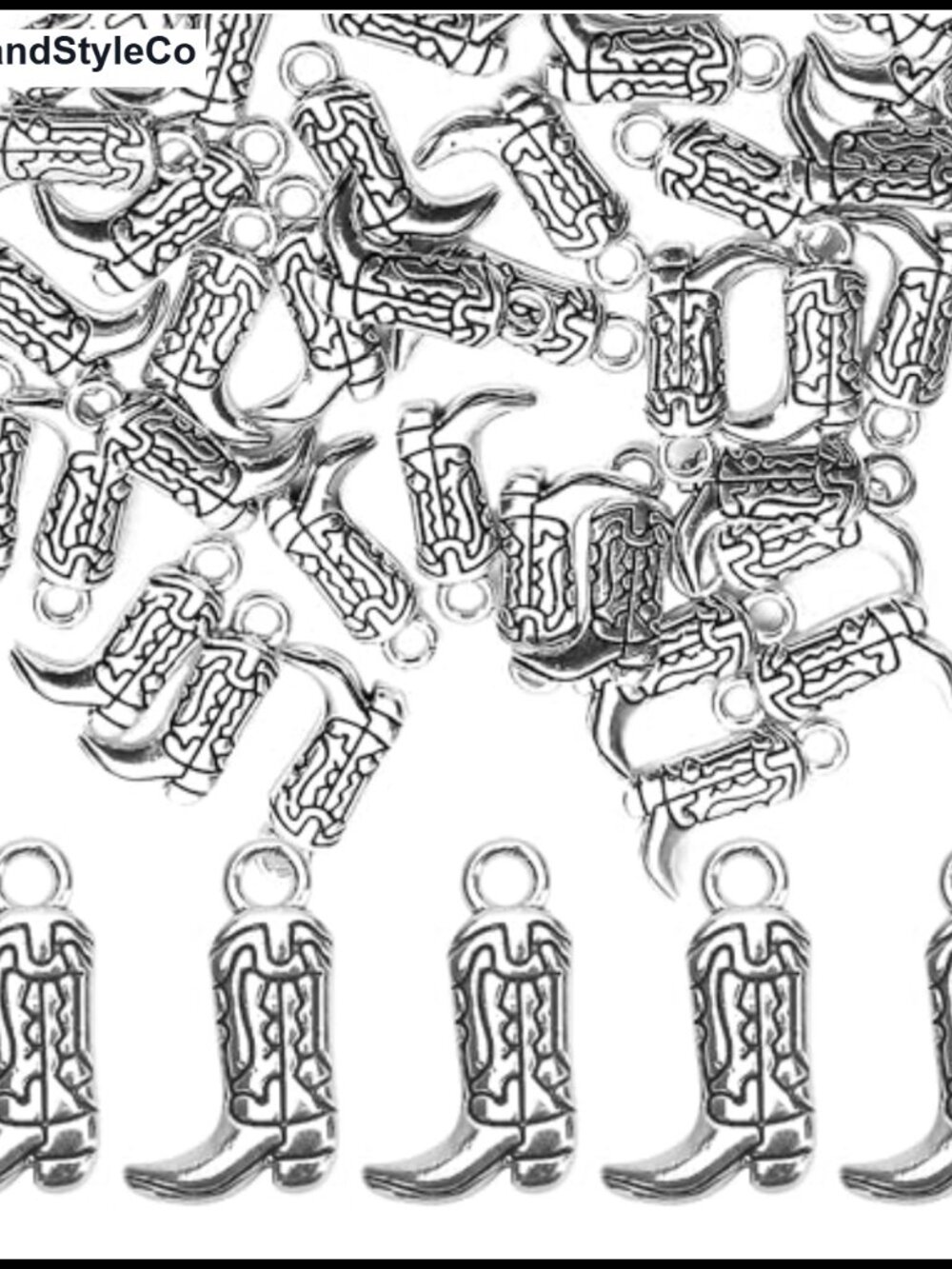 50pc Cowboy Boot Charms Zinc Alloy DIY Jewelry Making Charms